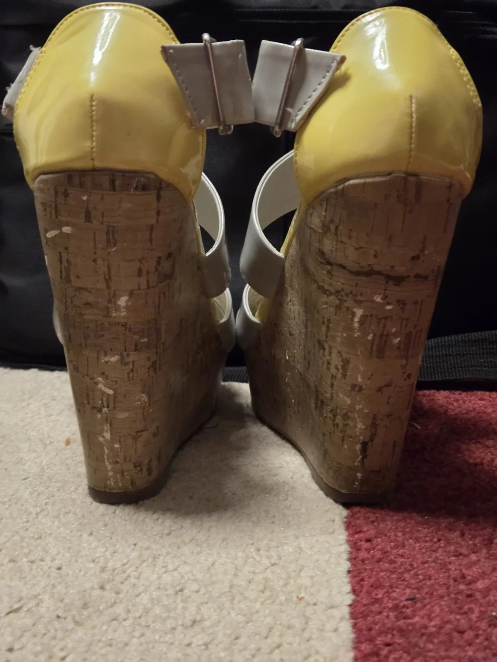 Madden Girl White Patent and Yellow Open-Toe Espadrille Sandals